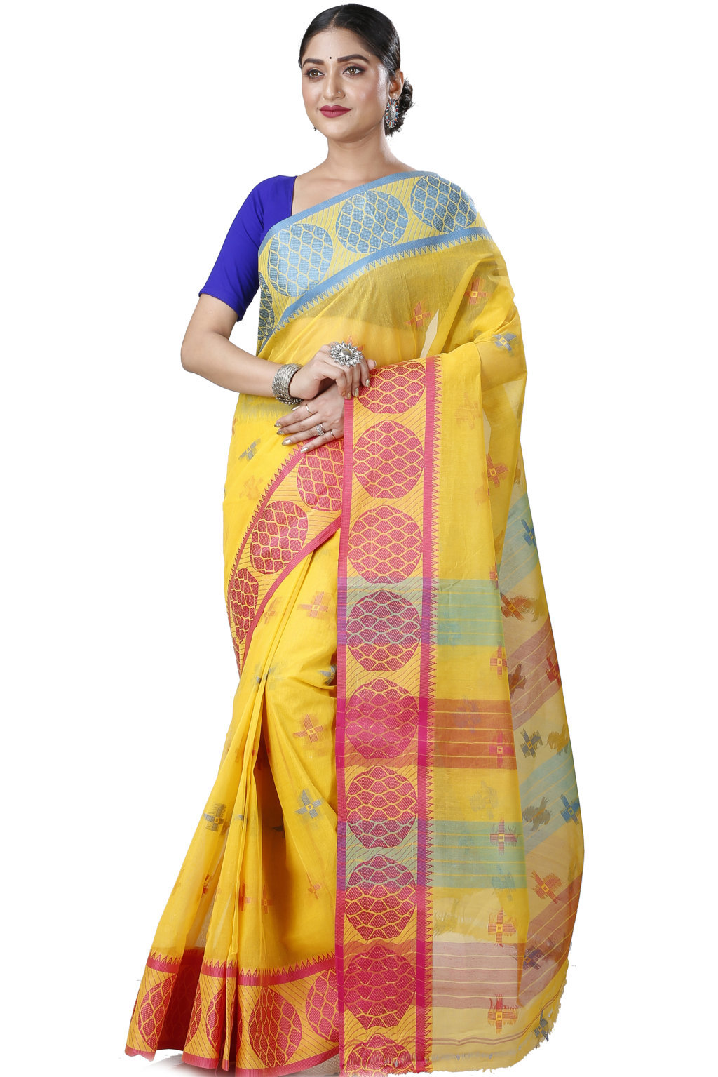 Yellow Pure Cotton Ananda Tant Saree (1078)
